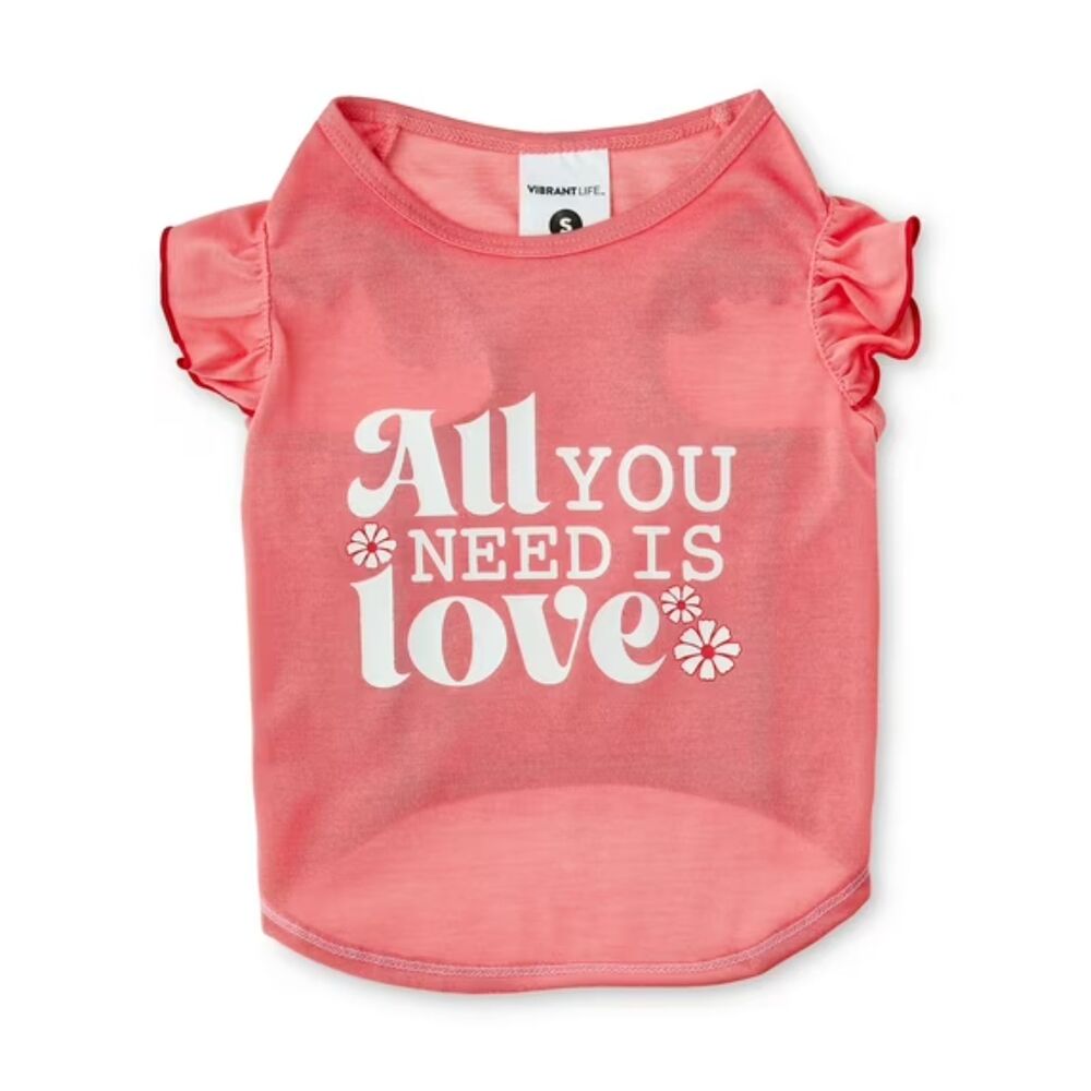 Vibrant Life All You Need Is Love Cat and Dog T-Shirt, Pink, Medium‎